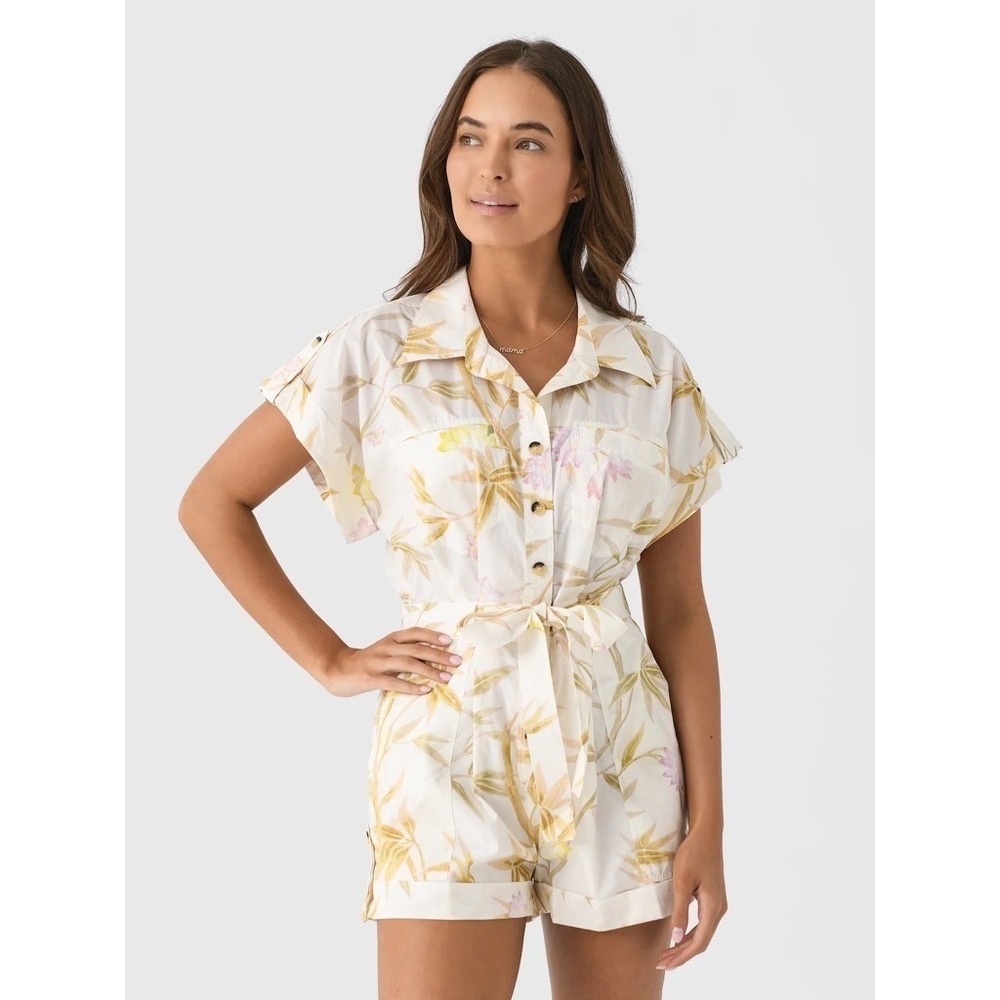 VANESSA BRUNO Eya Playsuit Floral Belted Cargo Pockets Vacation Size 38 / US 6